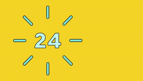 4k video of cartoon wall clock on yellow background.