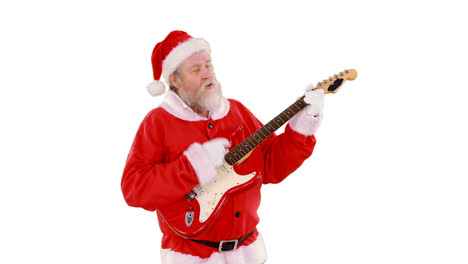 Papá-Noel-Cantando-Una-Canción-Y-Tocando-La-Guitarra.