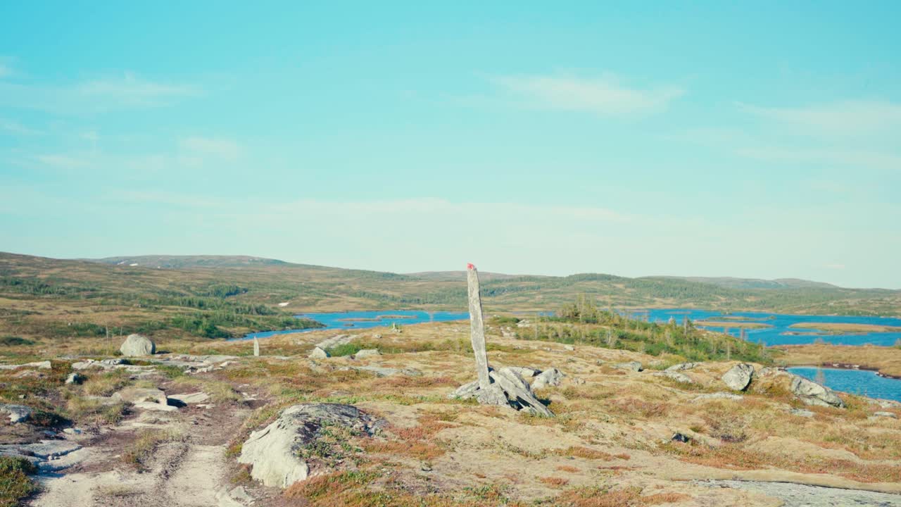 Landscape Of Lake And Hills In Indre Fosen, Norway - Wide Shot