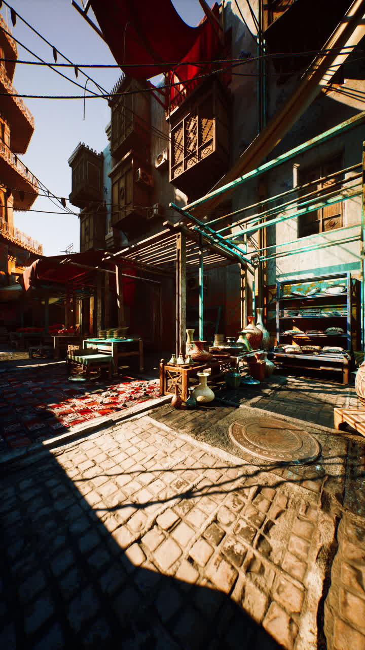 역사적인 중동 도시 의 활기찬 거리 시장