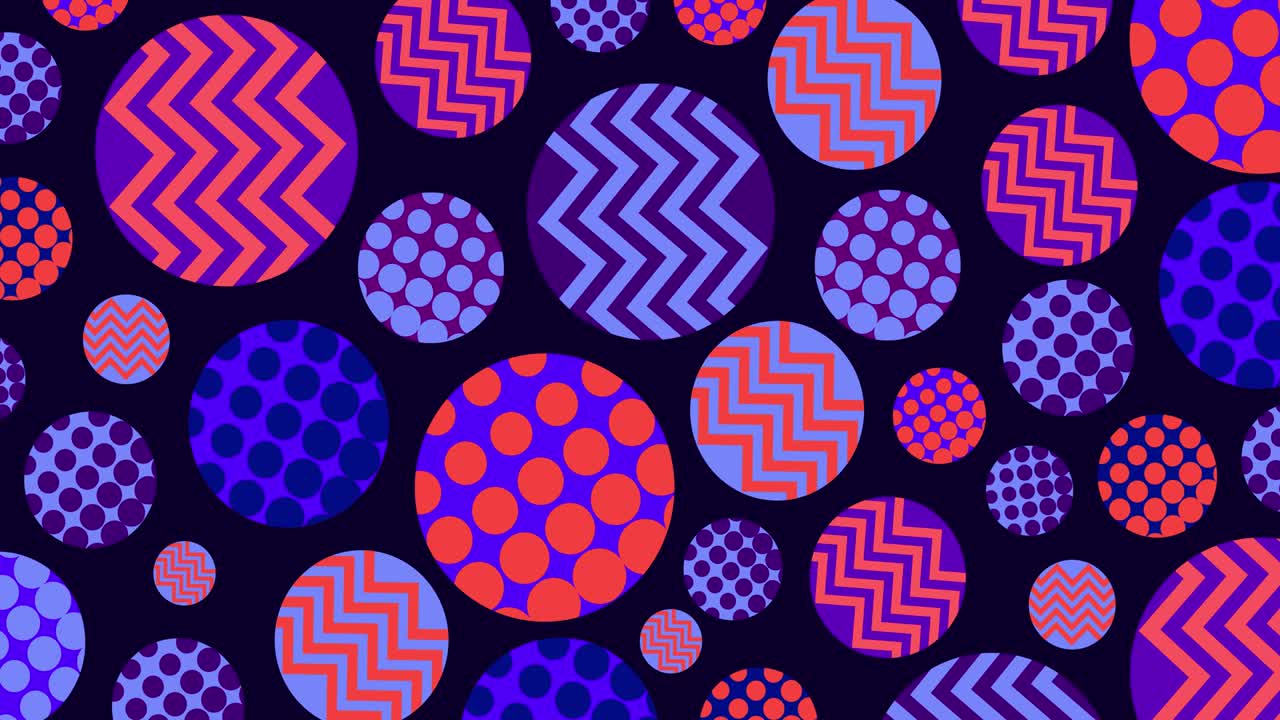 80s forma geométrica dentro de círculos girar en un bucle. zoom en y fuera de la animación de movimiento. composición horizontal, calidad de video 4k
