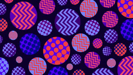 80s forma geométrica dentro de círculos girar en un bucle. zoom en y fuera de la animación de movimiento. composición horizontal, calidad de video 4k