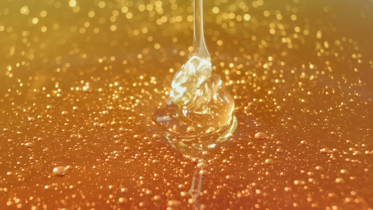 Golden Honey Dripping Close-up