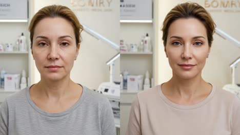 transformative skincare journey: a stunning before and after comparison of facial aesthetics highlighting the effectiveness of professional treatments