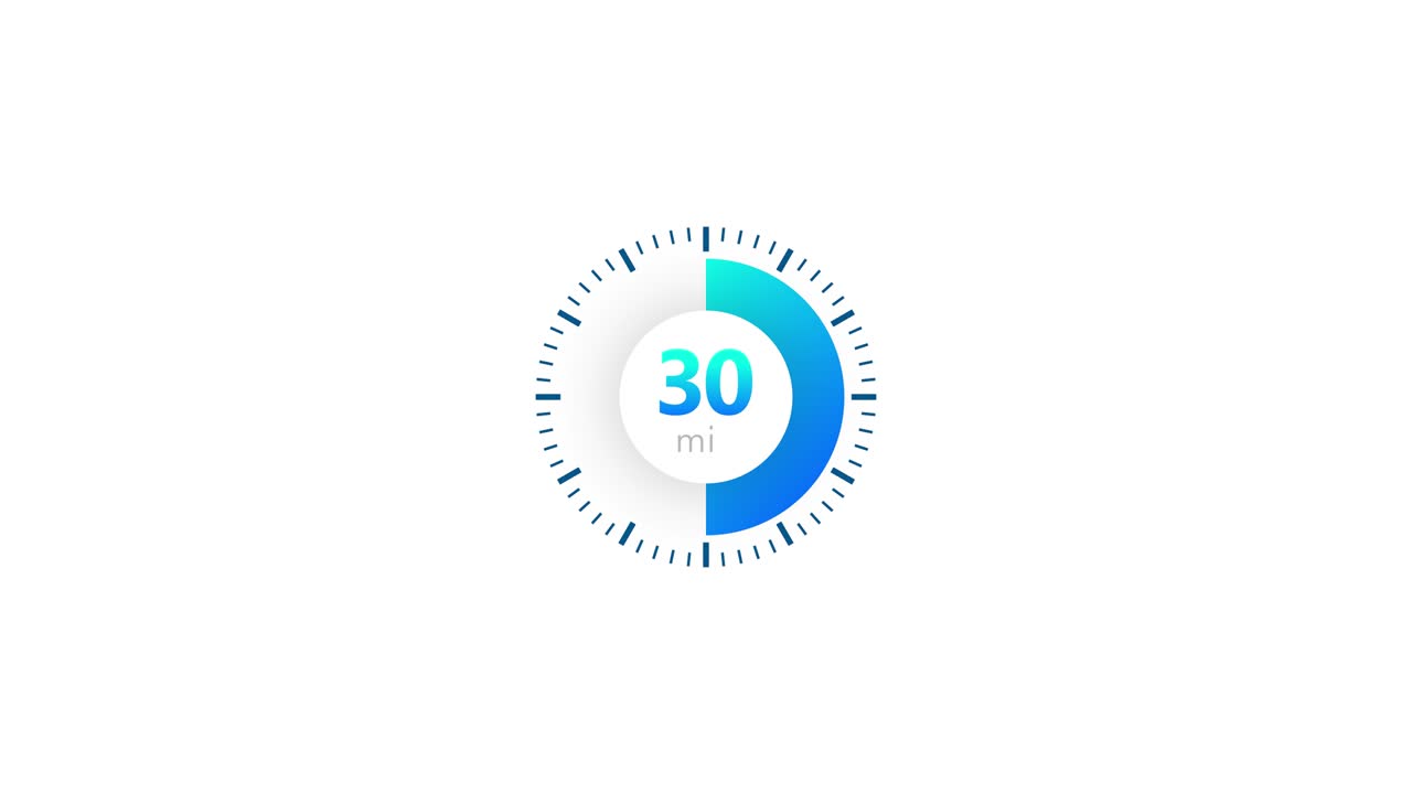 The 30 minutes timer. Stopwatch icon in flat style. Illustration.