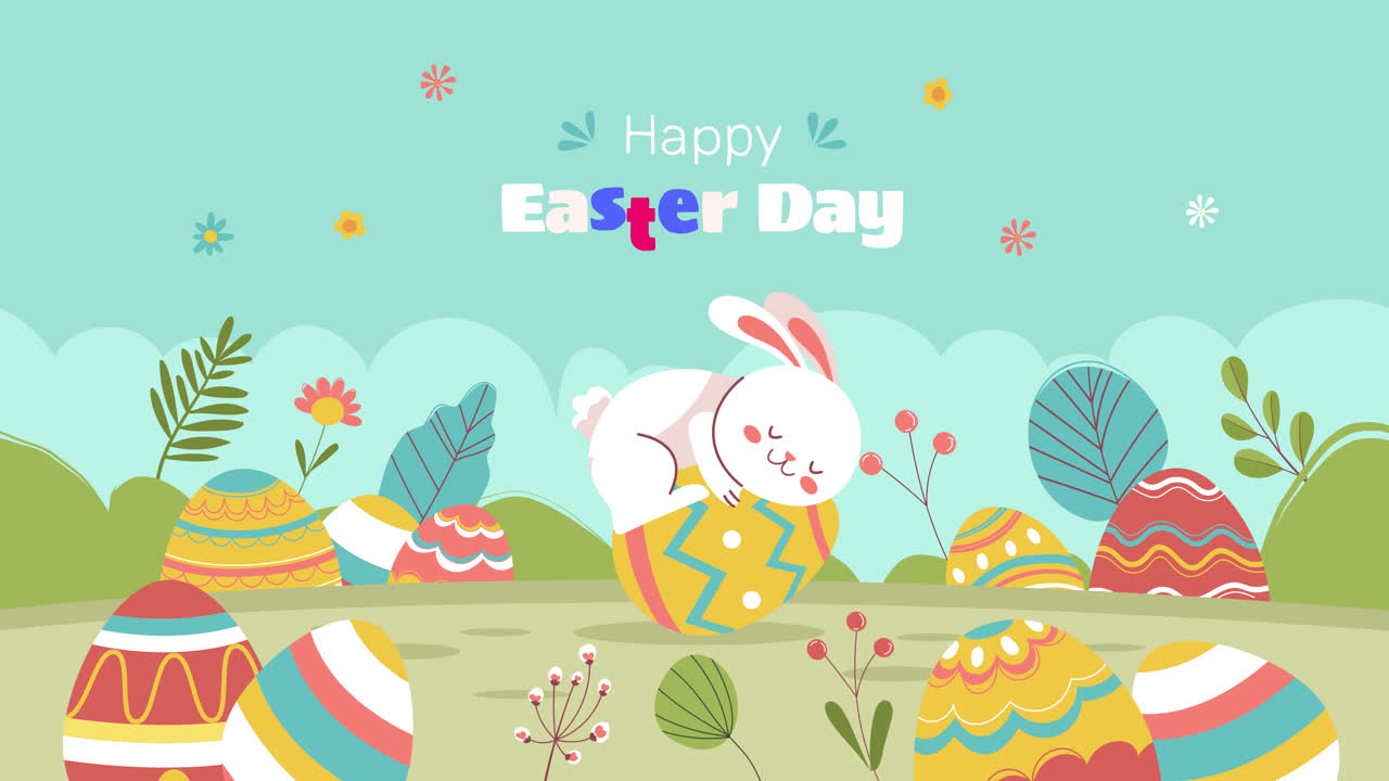 귀여운 토끼와 달을 가진 축하 부활절 카드