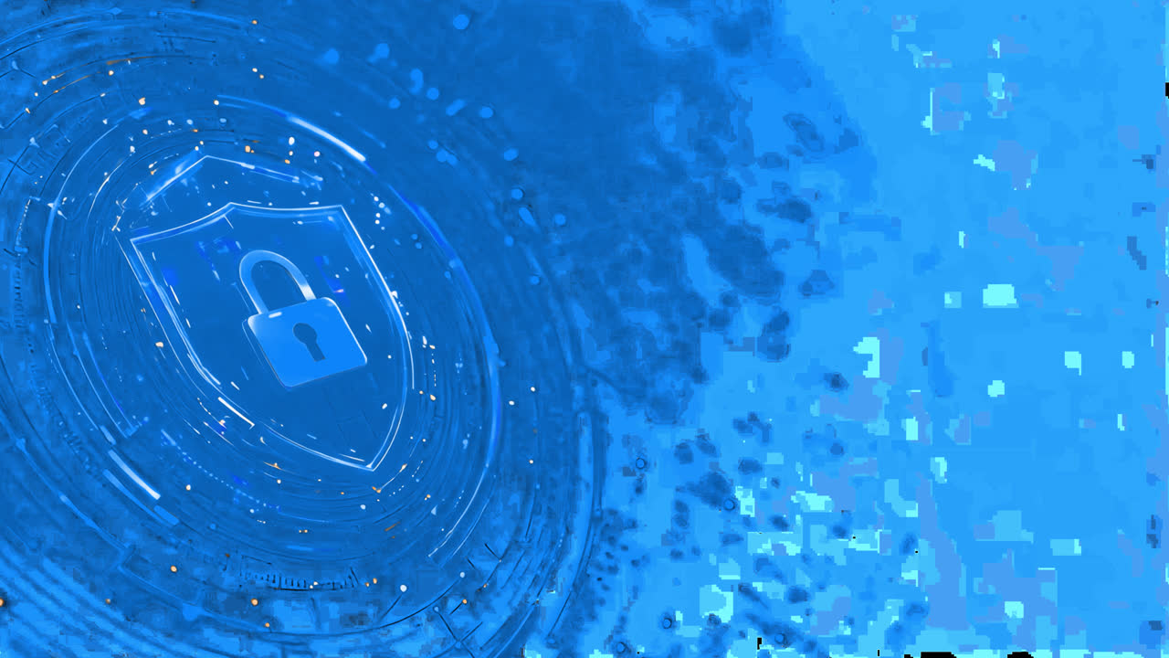 Digital security lock illustration animated overlay, transparent 4K video, alpha channel, ProRes