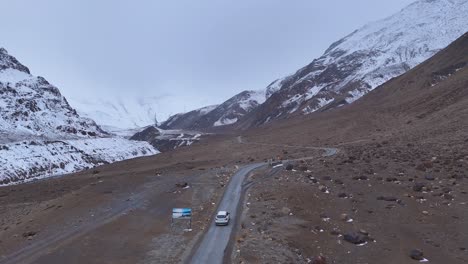 snowy mountain road trip
