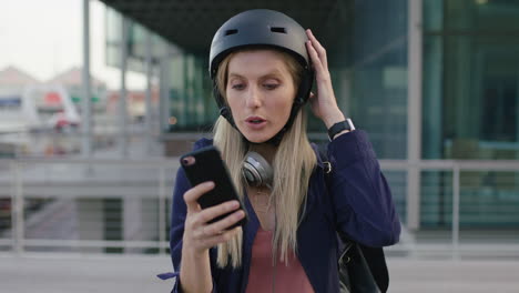 portrait-of-young-cute-blonde-business-woman-intern-smiling-posing-taking-selfie-photo-using-smartphone-camera-in-city