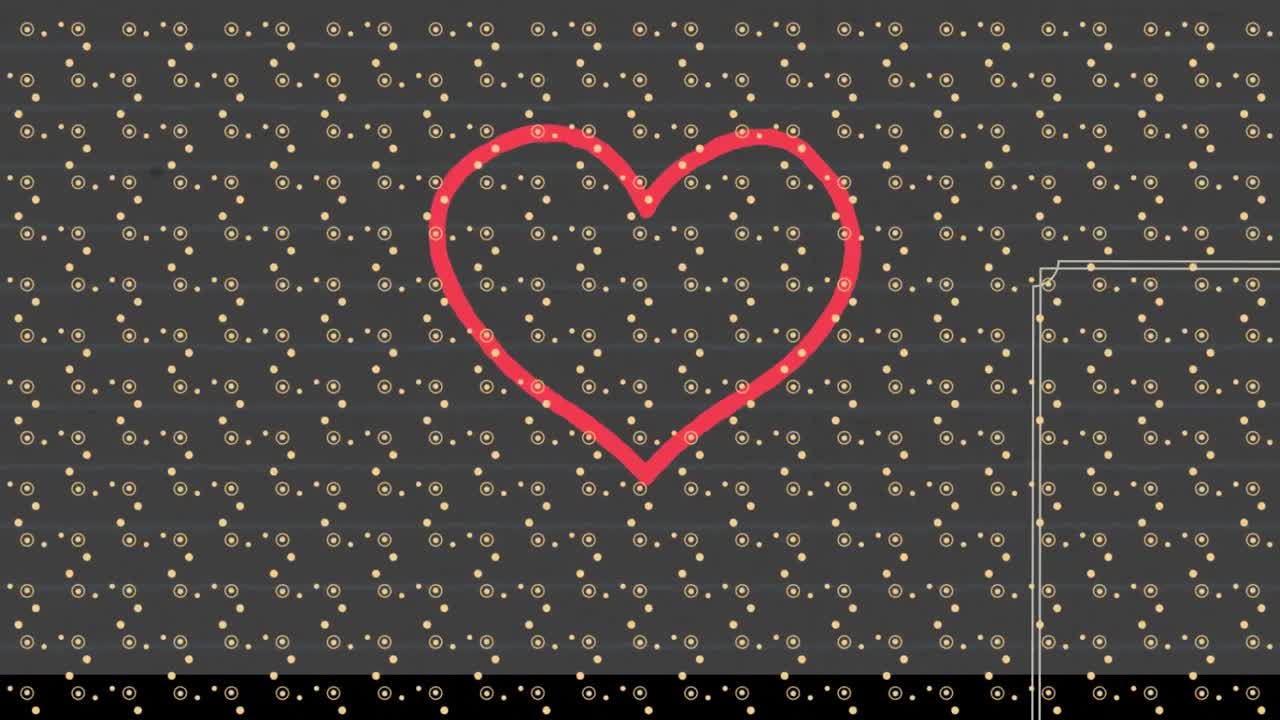 검은색 배경에 심장을 손으로 그리는 모양의 애니메이션.