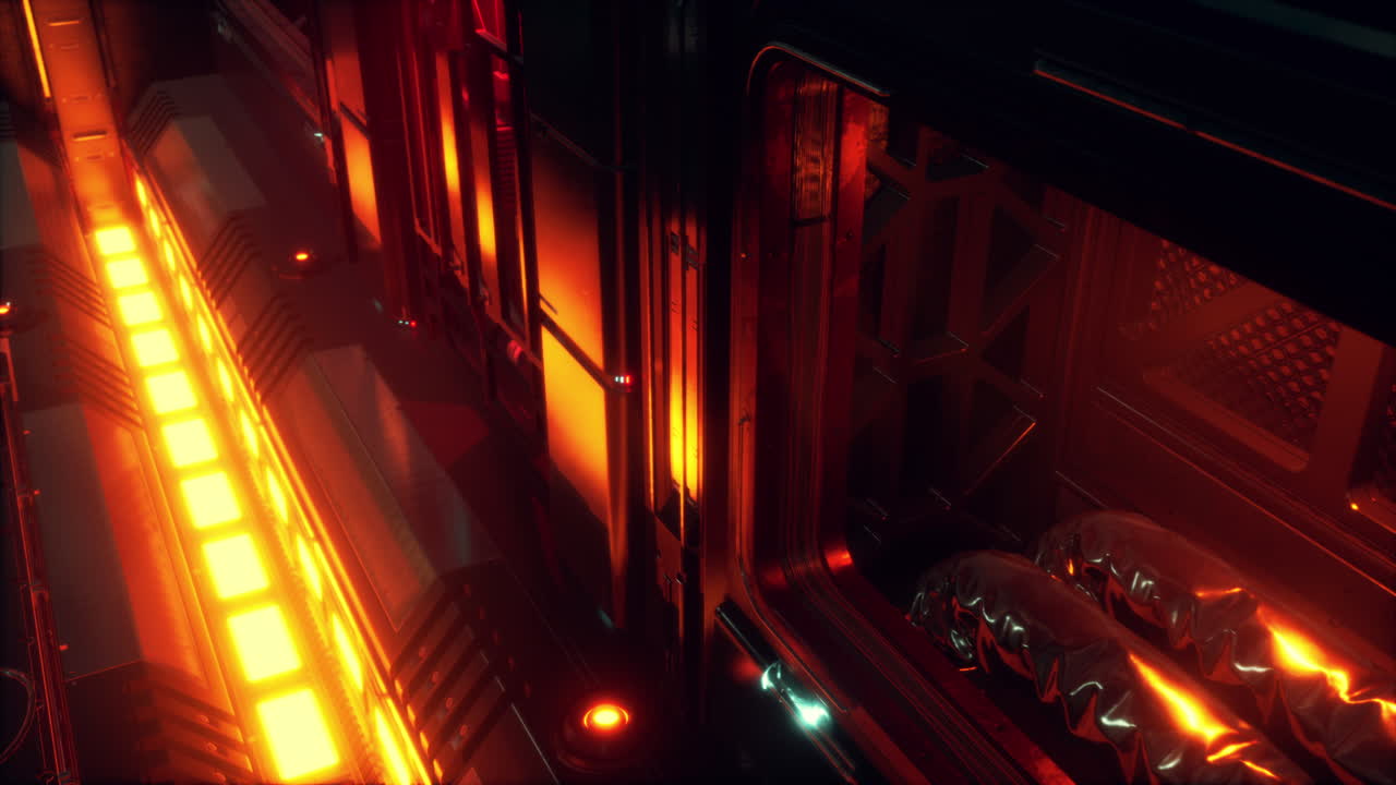 빛나는 불빛으로 미래의 공상 과학 복도