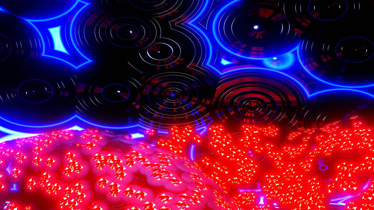 4K smyčková 3D animace. Abstraktní neonové čáry se pohybují v prostoru. Futuristické pozadí. Neonový provoz.