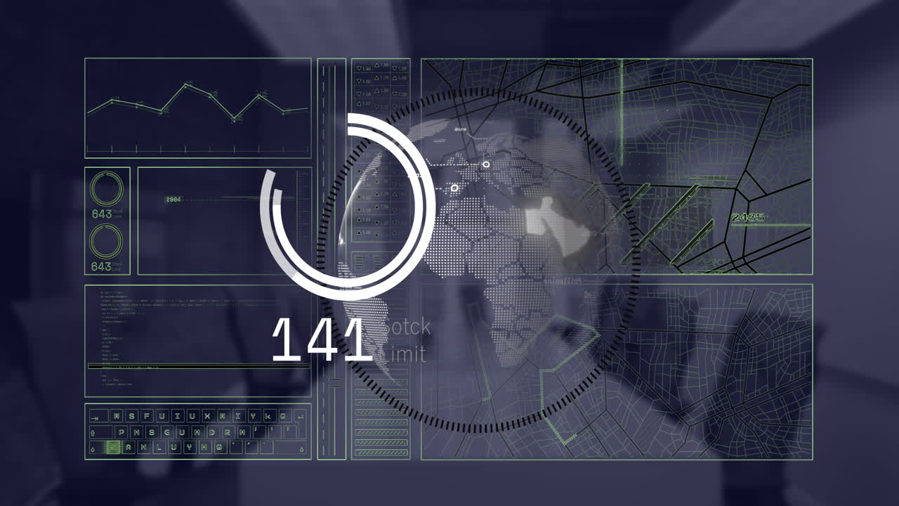animación del procesamiento de datos financieros en el escritorio de la oficina.