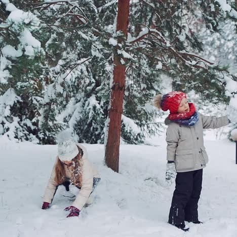 child at winter in nature