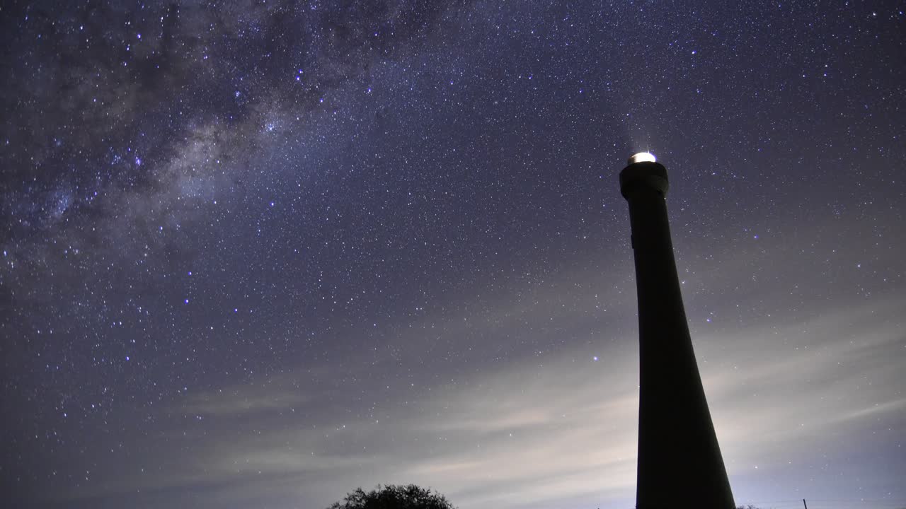 Timelapse of milky way with the guilderton lighthouse in the foreground, Western Australia 2021