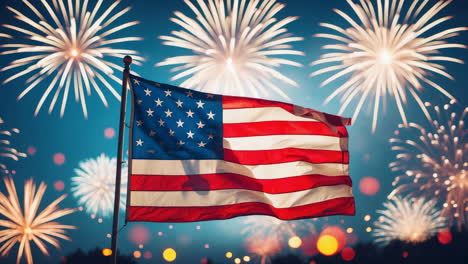 american flag with fireworks on independence day