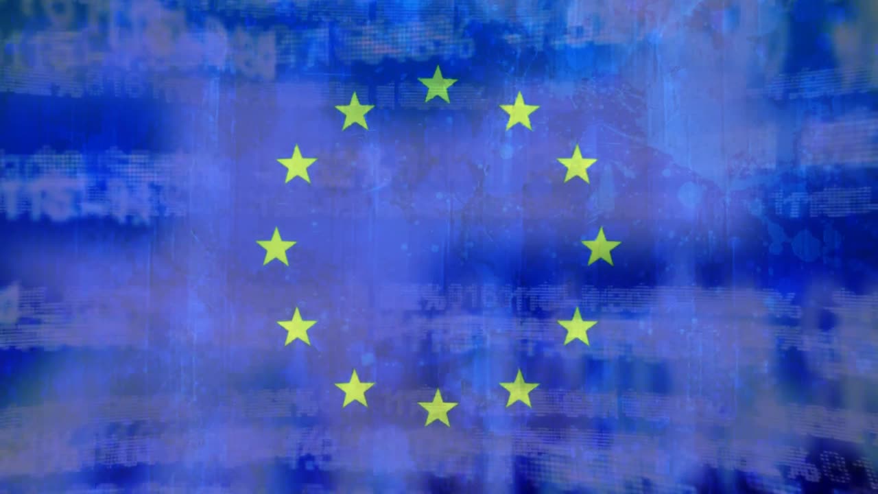 Bandiera dell'UE e codici digitali