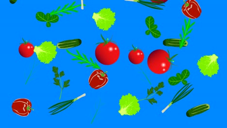 vegetables elements animation chroma key background removable, seamless loop