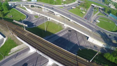 Aerial-view-of-a-freeway-intersection