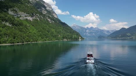 breathtaking glorious tour of boat cruise in walensee lake,switzerland