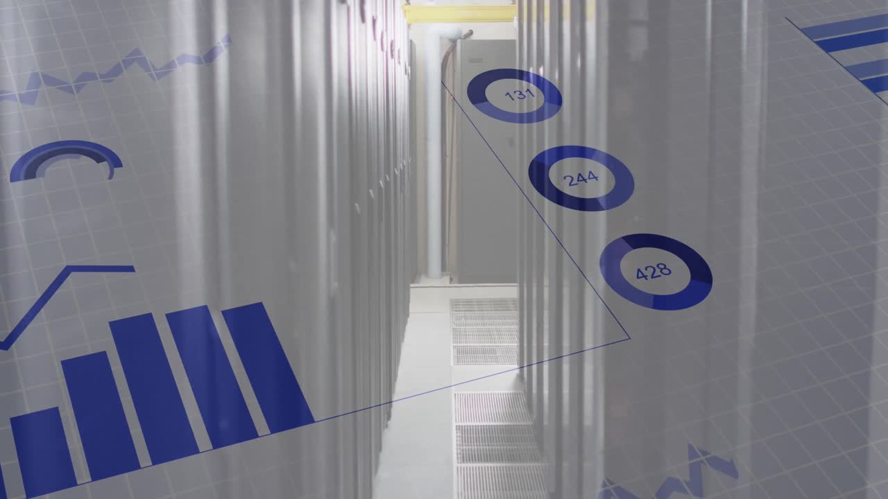 컴퓨터 서버를 통해 데이터 처리의 애니메이션