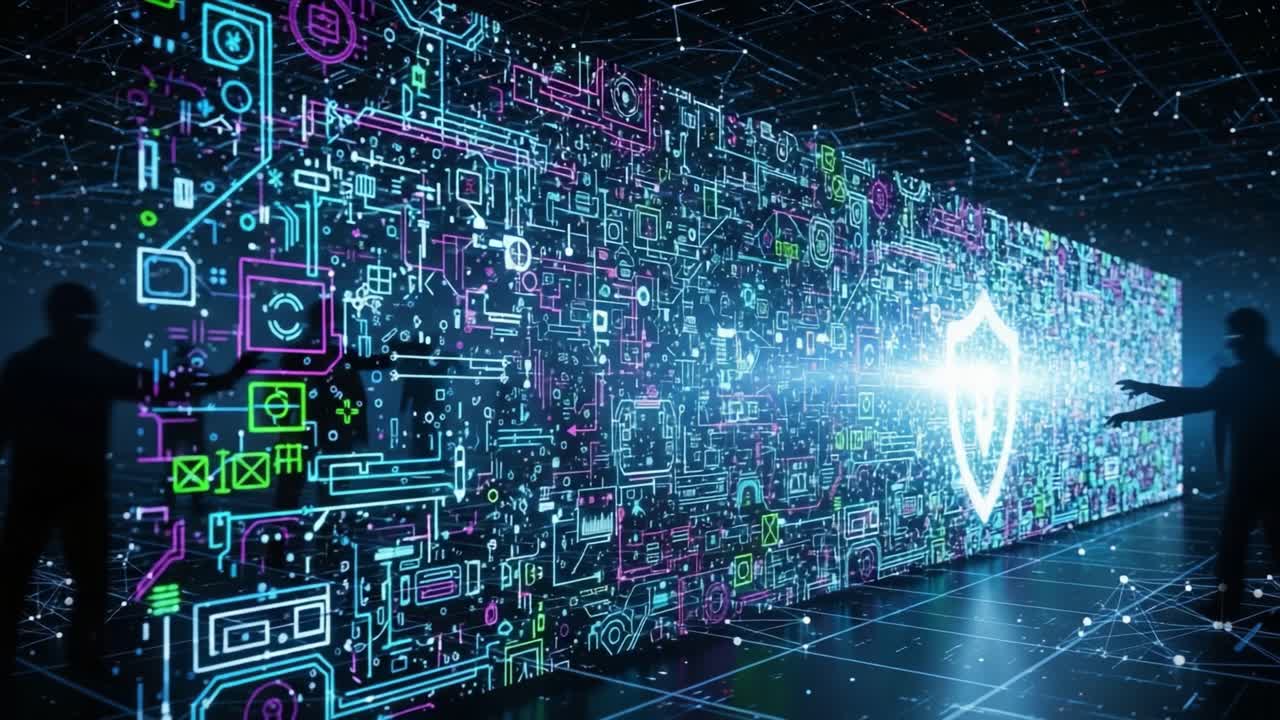 Exploring the Intersection of Technology and Security: A Visual Representation of Data Protection and Cybersecurity in a Futuristic Digital World