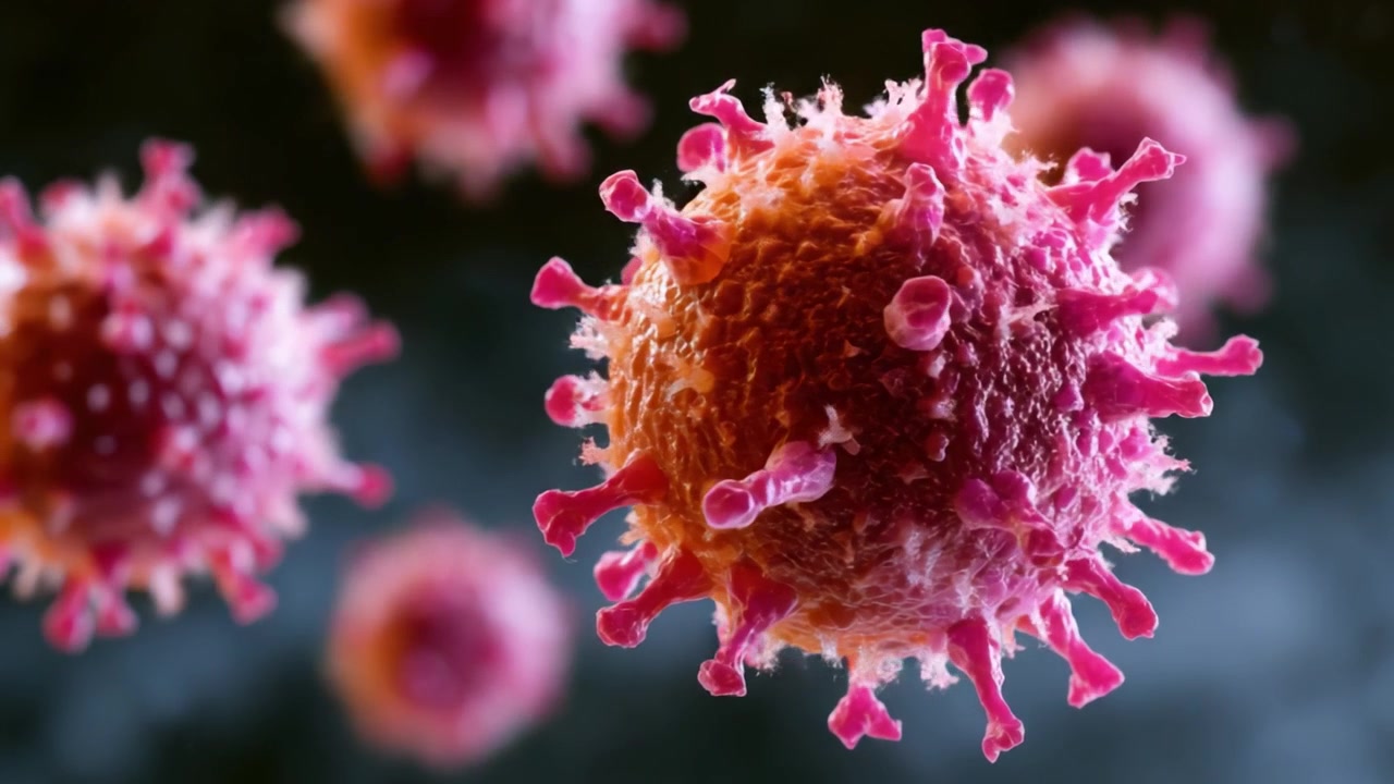 Dynamic Close-up Views of Viruses: Captivating Imagery Showcasing the Intricate Structure and Colorful Details of Viral Particles Under Microscope
