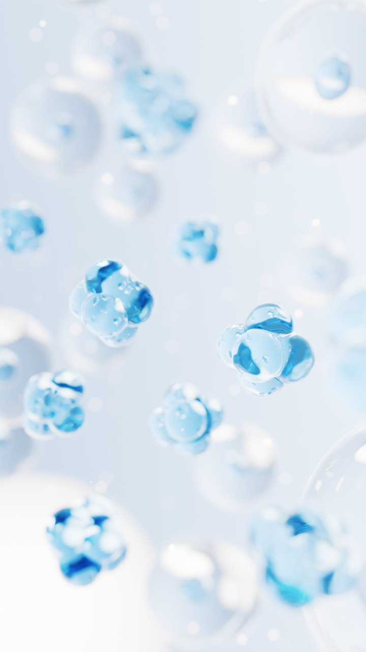 투명한 세포와 생명공학 및 화장품 개념, 3d 렌더링