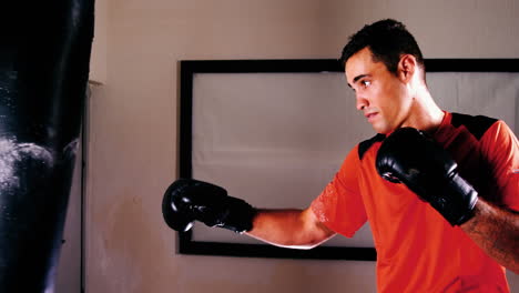 boxer practicing boxing with punching bag