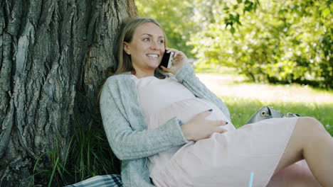 pregnant woman relaxing in a park