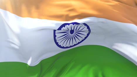 india flag in slow motion classic flag smooth blowing in the wind on a windy day rising sun 4k continuous seamless loop background