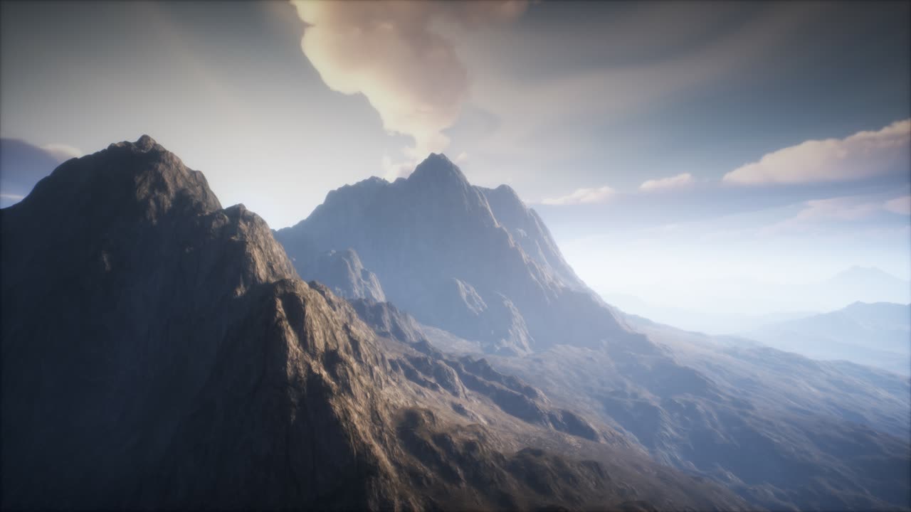 paisaje del cráter del volcán con niebla