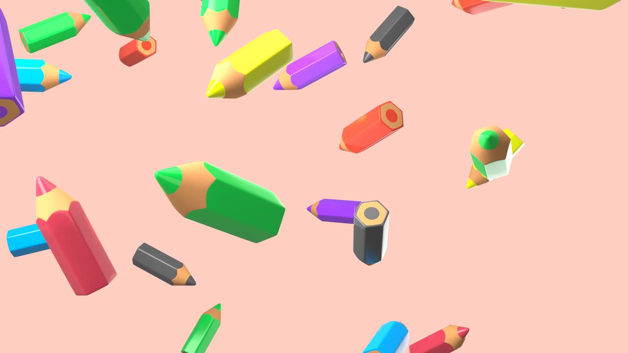 Colored pencils on pale pink background.