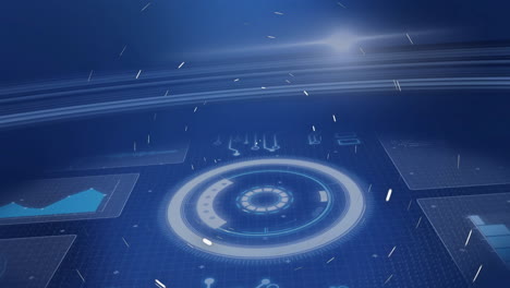 Animation of futuristic digital interface with circular graphics in school setting