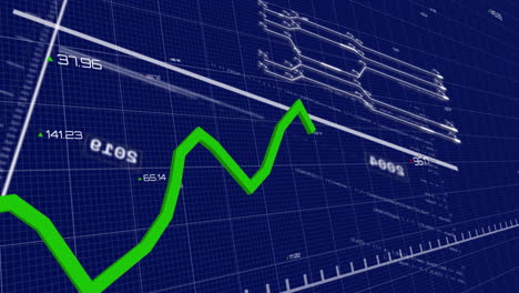 animación del procesamiento de datos financieros sobre un fondo negro