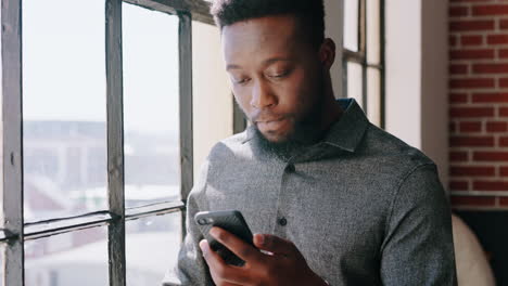 Window,-black-man-and-drinking-coffee