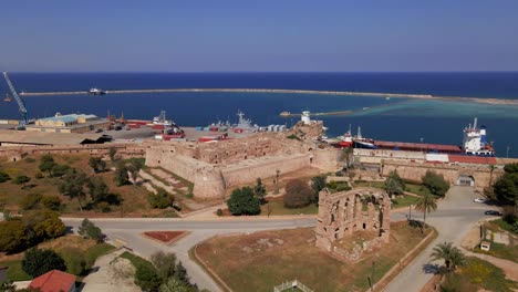 aerial 4k famagusta walled city, old town and varosha landscapes in north cyprus