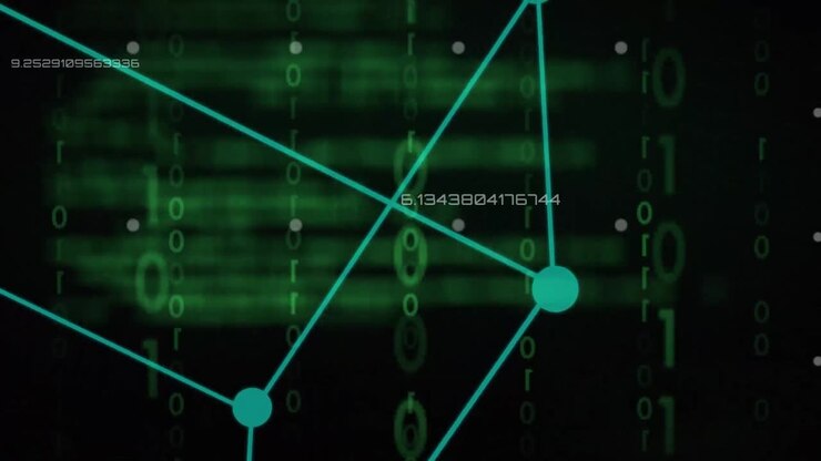 Animation of binary coding and data processing