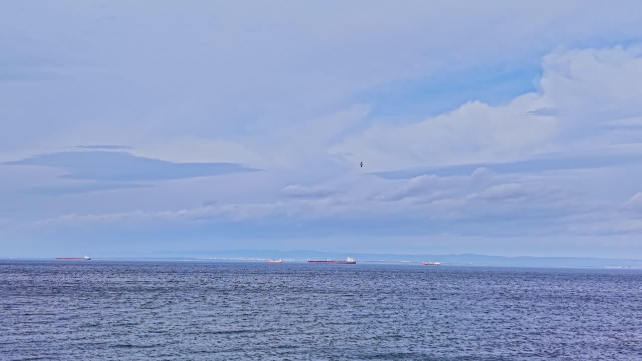 Stunning aerial view of ships on the sea near Bulgaria captured by drone
