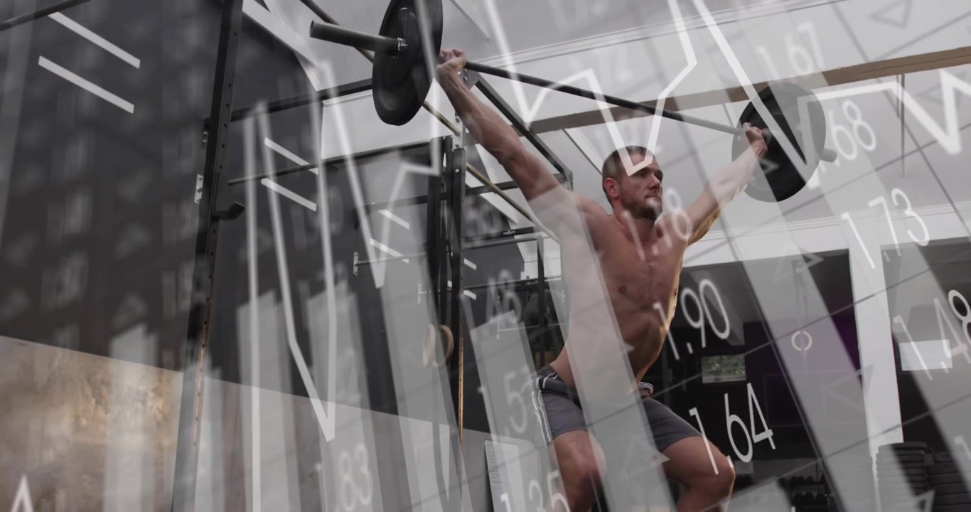 Vægtløfter udfører træk (snatch) til fitness, benkraft starter trækket, med diagrammer, der overlejrer stangen og sporer lockout