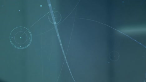 animación de la red de conexiones con puntos brillantes sobre fondo azul