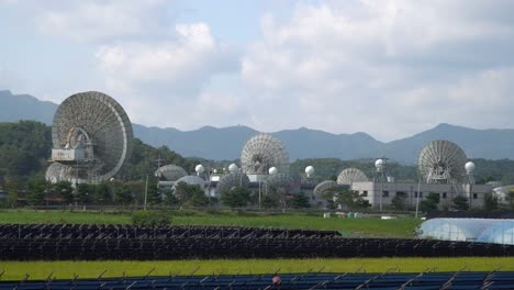 panorama of kt sat - kumsan satellite center at daytime in kumsan, korea