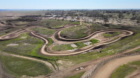 aerial footage of prairie city off-highway motor vehicle recreation at the base of the sierra nevada foothills