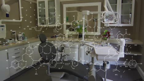 animation of chemical formula over operating room