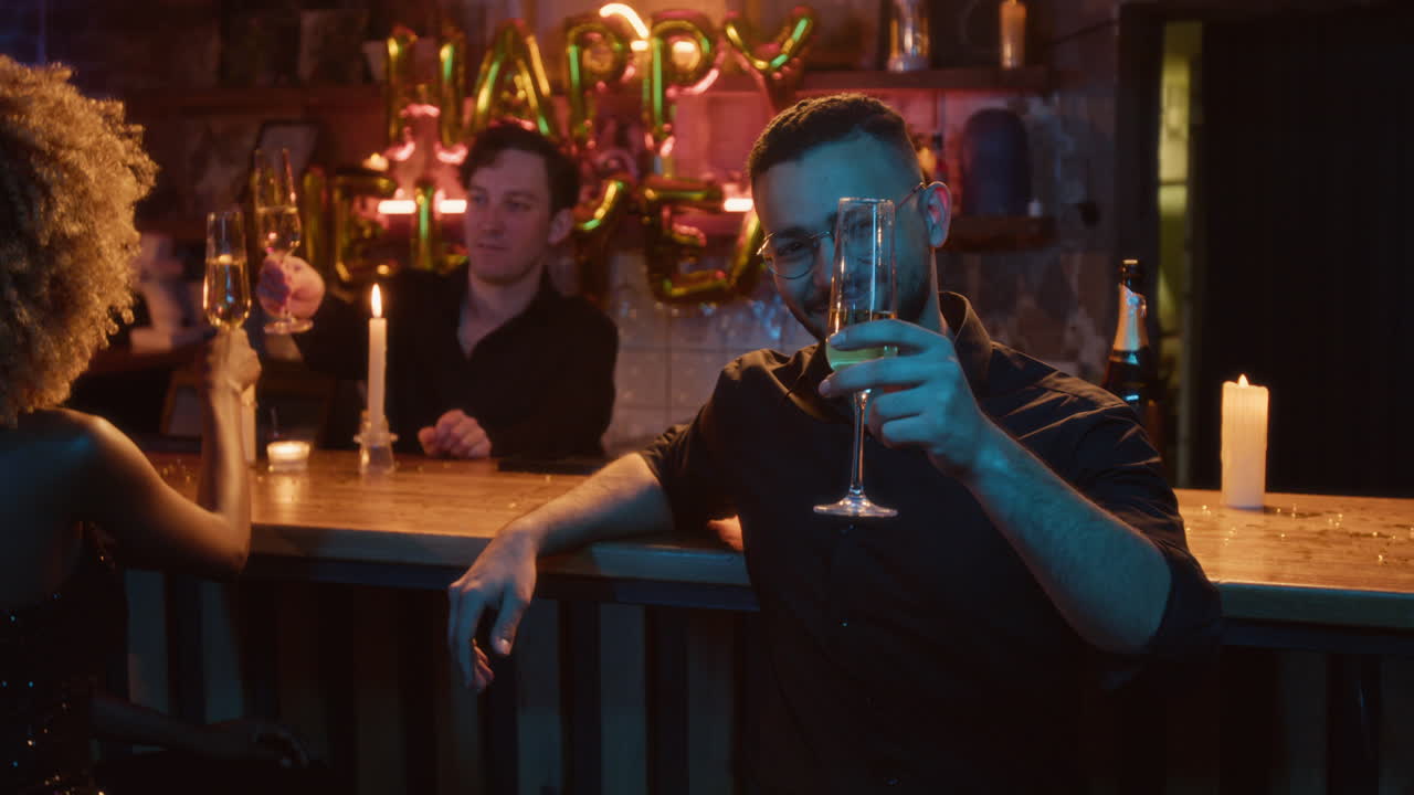 Celebrating New Year's Eve at a Bar