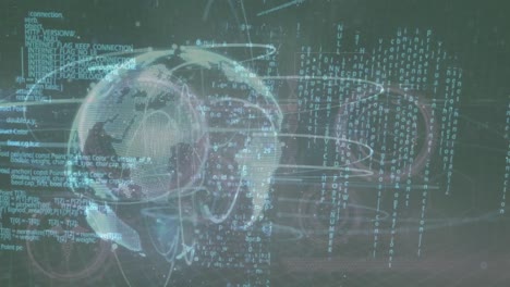 animation of globe and data processing on grey background