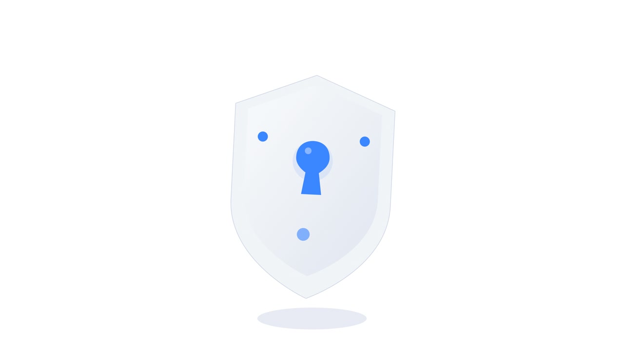 Animated Shield Icon with Keyhole Representing Cybersecurity