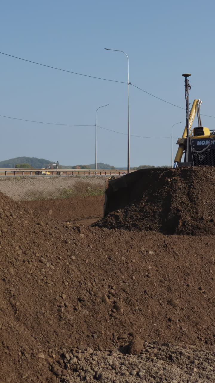 Road Construction Site with Bulldozer