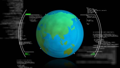 Animation-Des-Sich-Drehenden-Globus-Mit-Zielfernrohrscan-Und-Datenverarbeitung