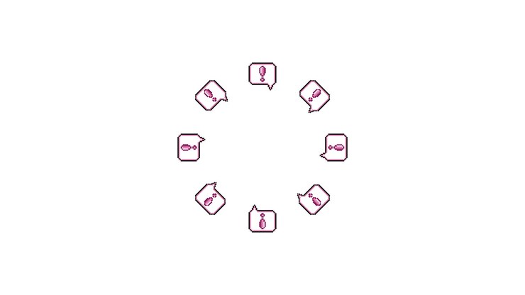 Pixel Art Speech bubble Exclamation mark Spinning Circle Animated Overlay Transparent 30fps (1)